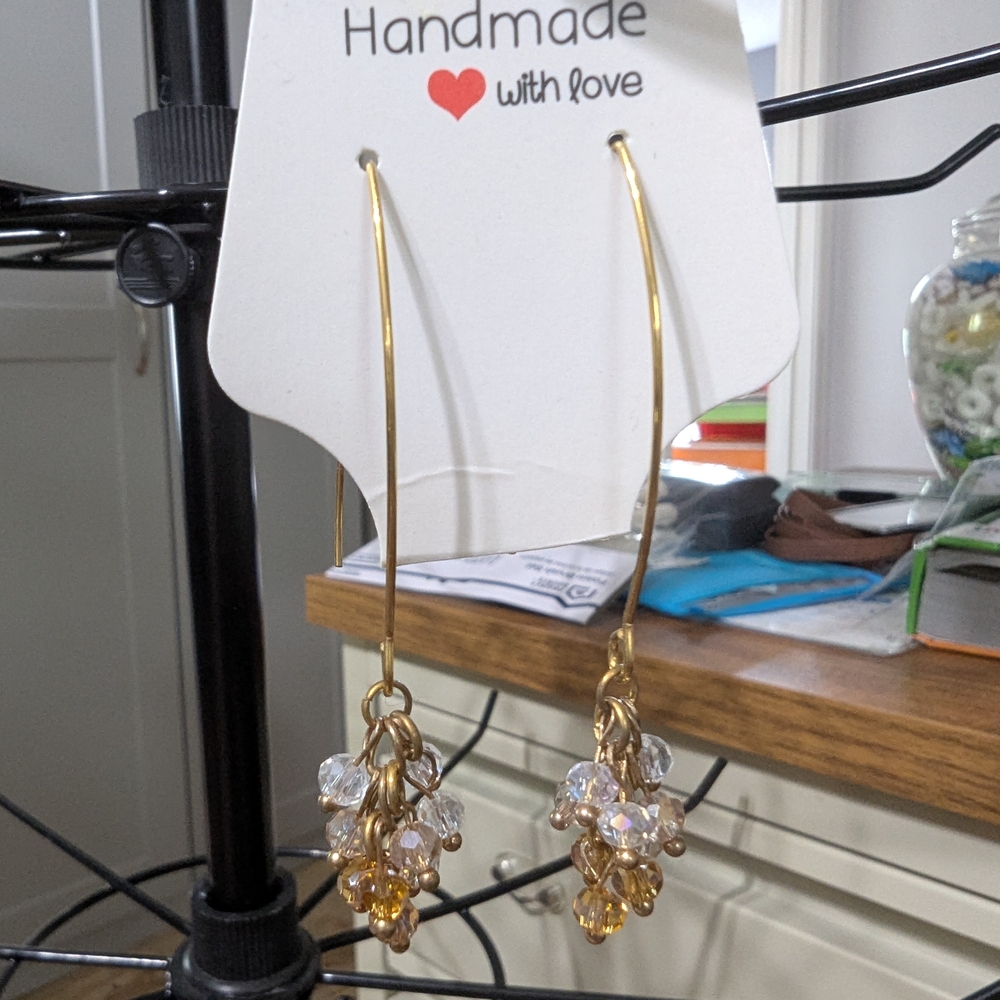 Gold and White Minimalist Drop Earrings